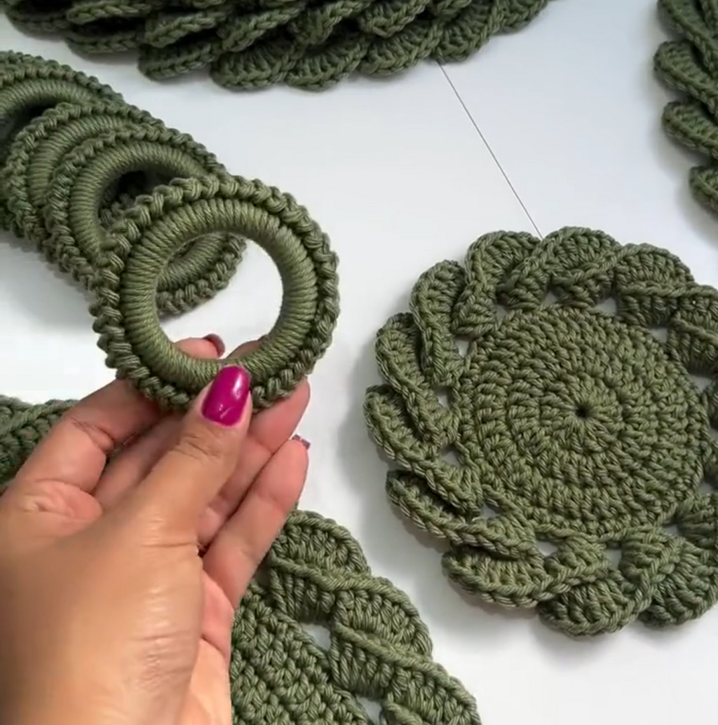 Jogo Americano Trança em Crochê - Kit Artesanal para Mesa Posta