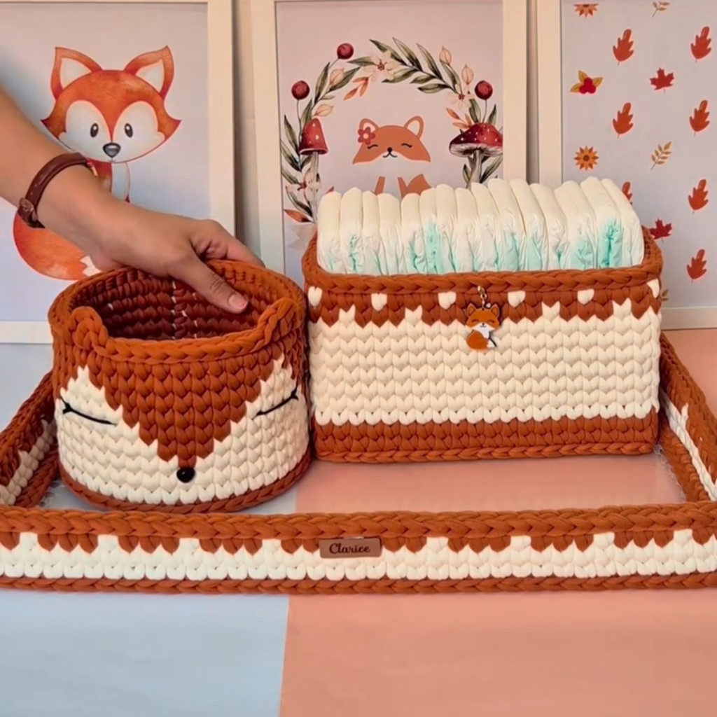 Kit Organizador de Crochê Raposinha – Feito à Mão