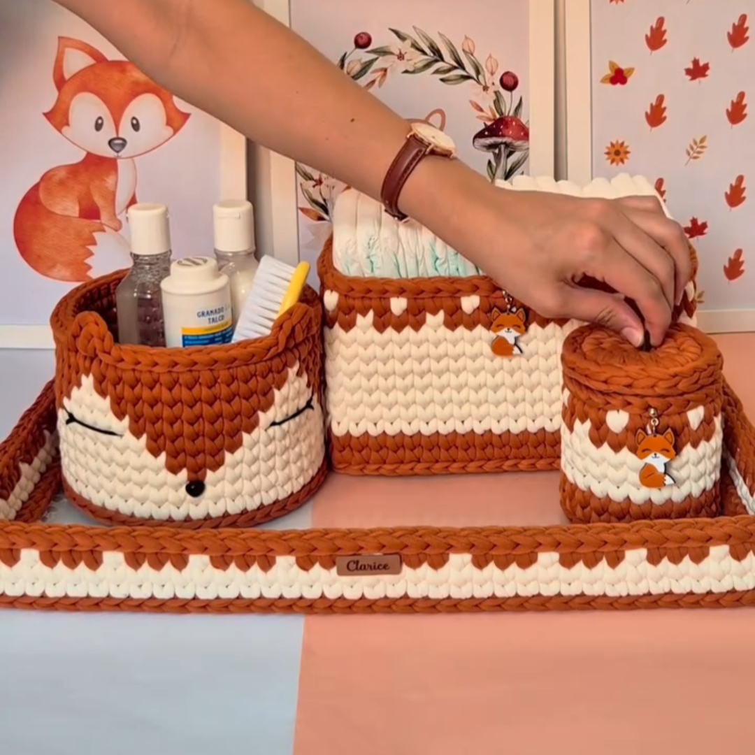 Kit Organizador de Crochê Raposinha – Feito à Mão