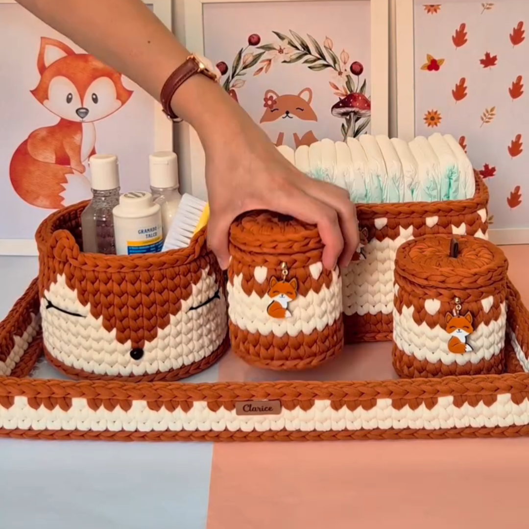Kit Organizador de Crochê Raposinha – Feito à Mão