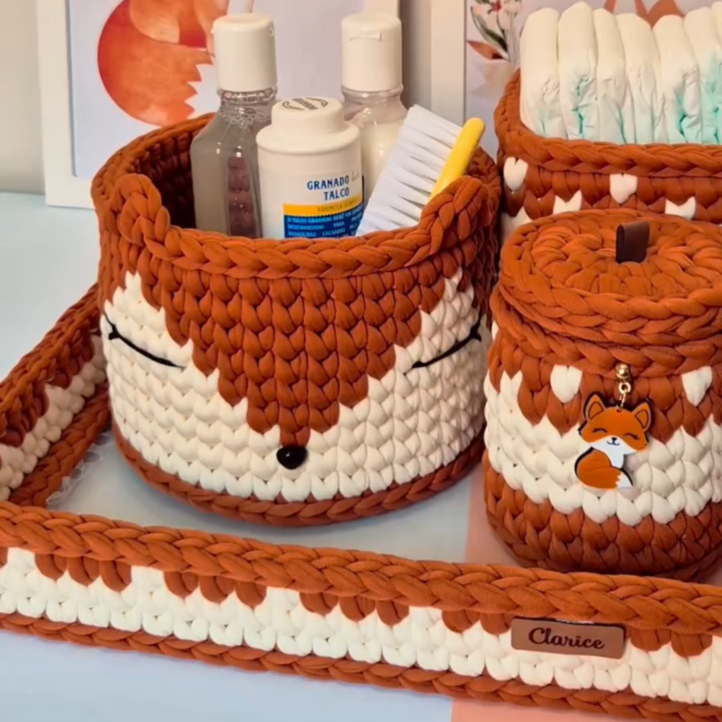 Kit Organizador de Crochê Raposinha – Feito à Mão
