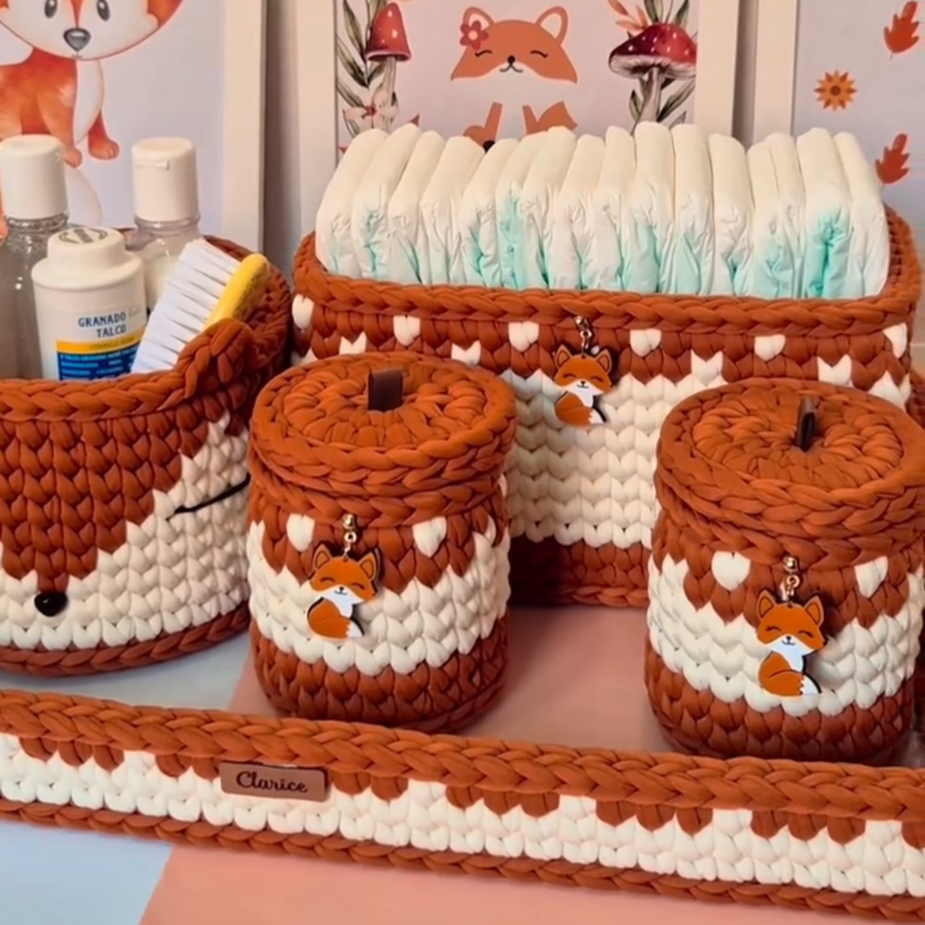 Kit Organizador de Crochê Raposinha – Feito à Mão