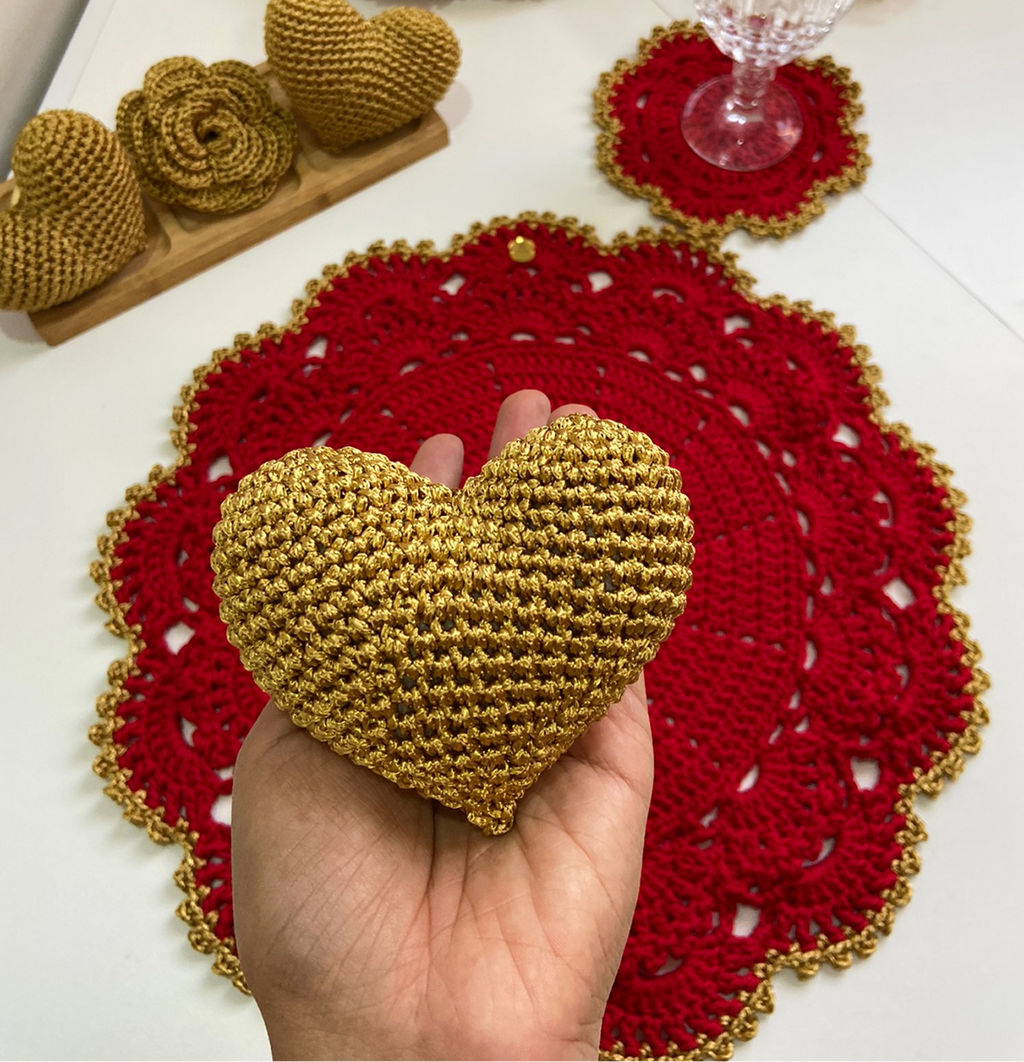 Porta guardanapo Coração Dourado