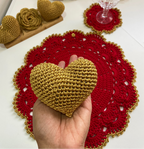 Porta guardanapo Coração Dourado