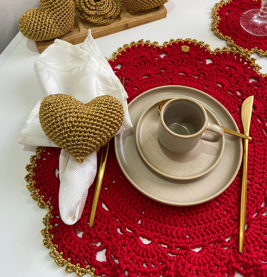 Porta guardanapo Coração Dourado