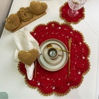 Americano de Crochê – Vermelho com Detalhe Dourado