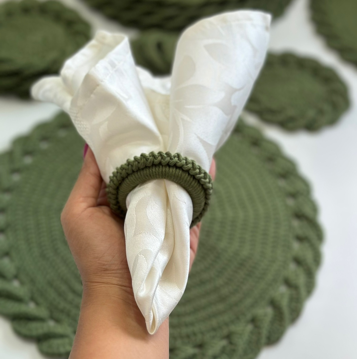 Jogo Americano Trança em Crochê - Kit Artesanal para Mesa Posta